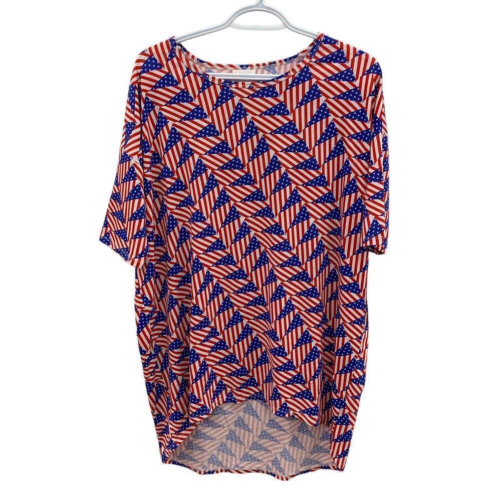 NWT LuLaRoe Irma Tunic Shirt Top Size S Multicolor Patriotic American Pattern